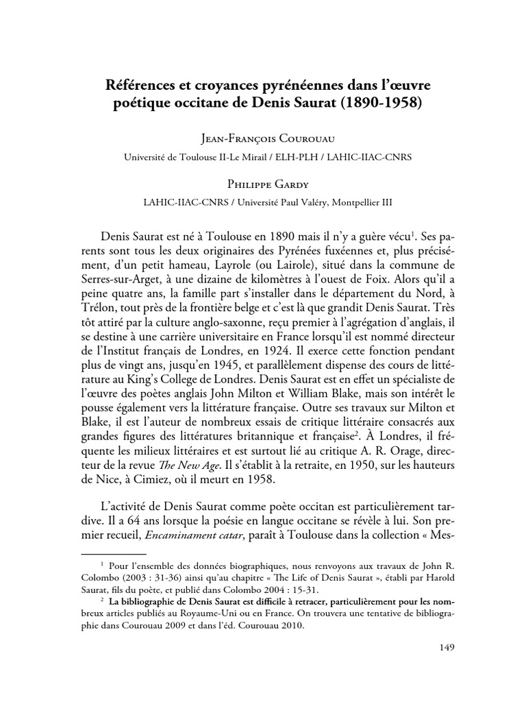 Croyances pyrénéennes dans Saurat | PDF | Fiction générale