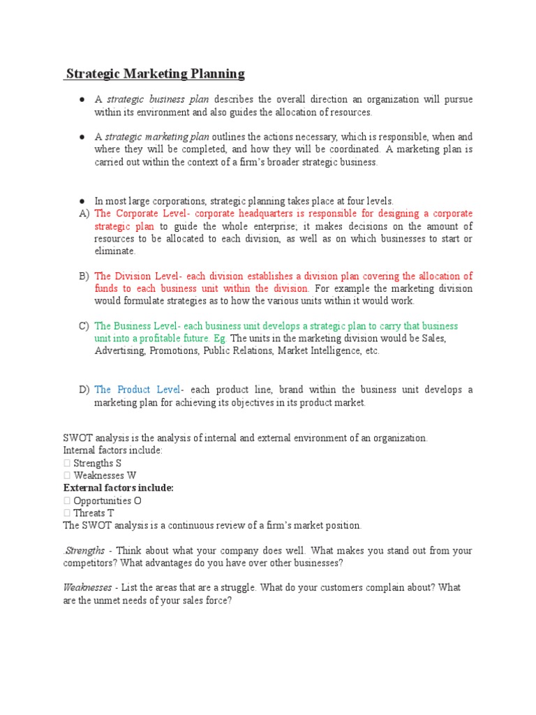 Strategic Marketing Planning Overview | PDF | Strategic Management ...