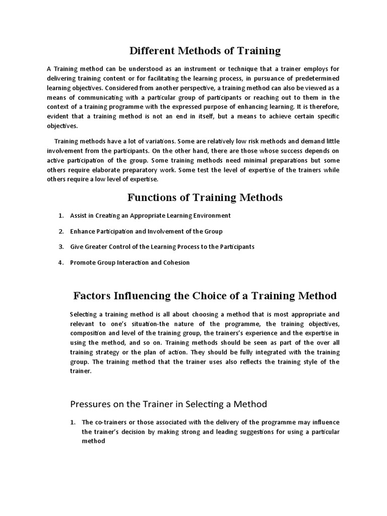 Methods Of Training Physical Education