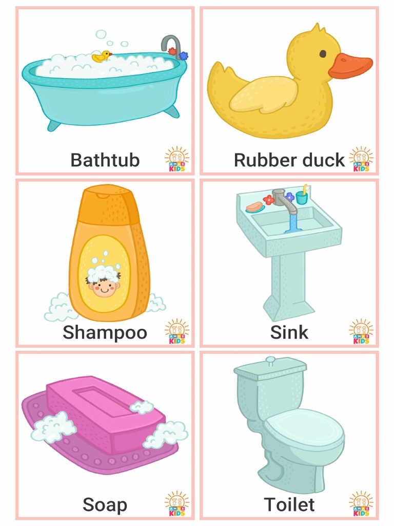 Bathroom Flashcards Words For Kids | PDF
