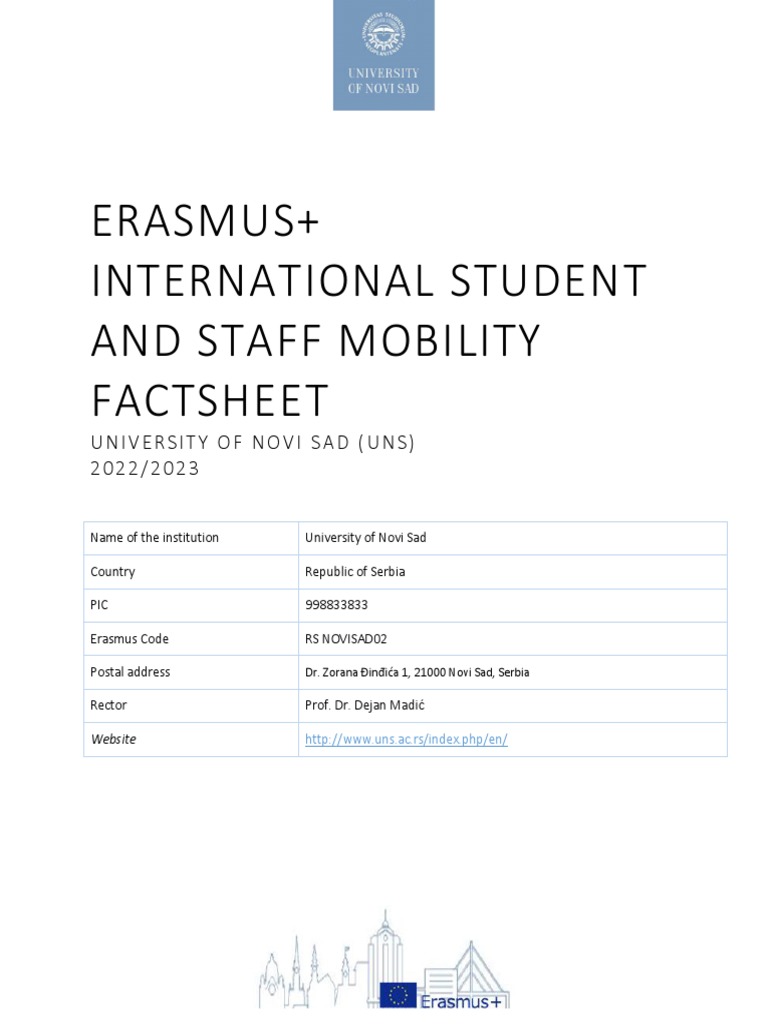 Erasmus International Student and Staff Mobility Factsheet PDF Cost