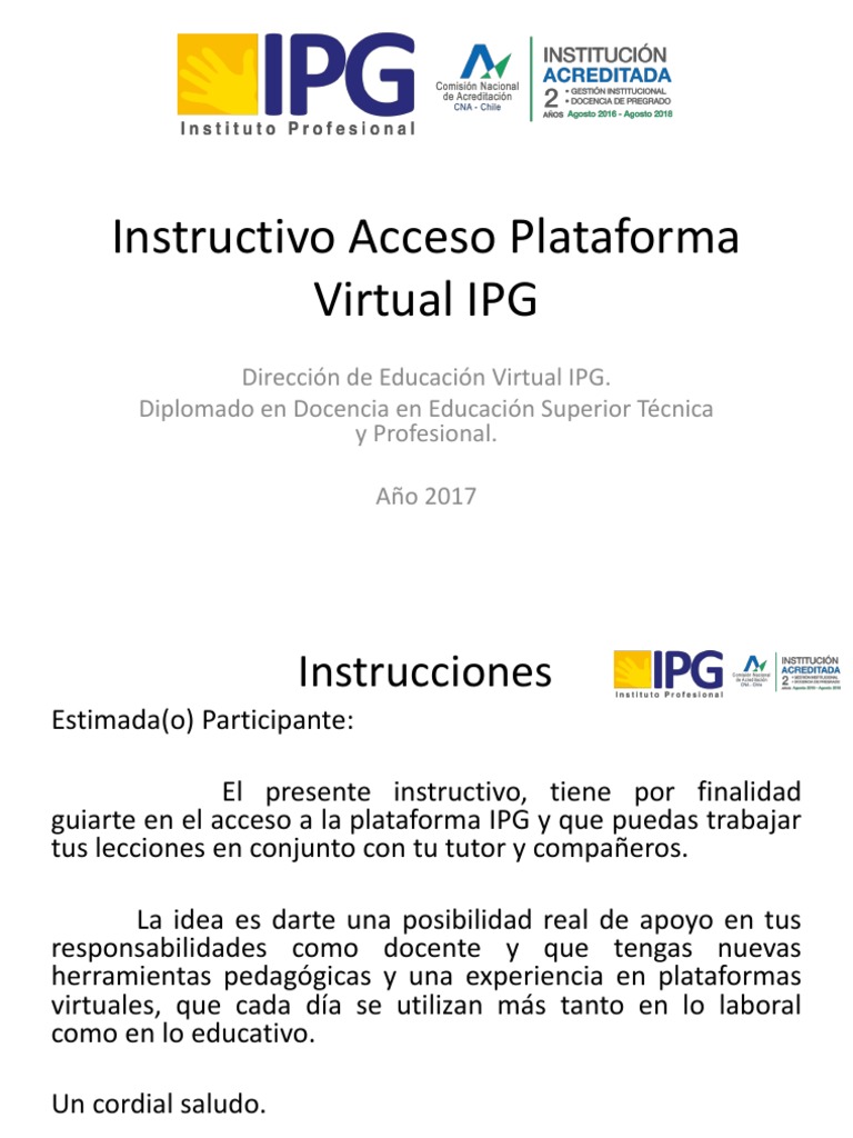 Acceso a la Plataforma Virtual IPG | PDF | Moodle | Comunicación
