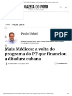 Paulo Uebel_ Mais Médicos_ a volta do programa do PT que financiou a ditadura cubana