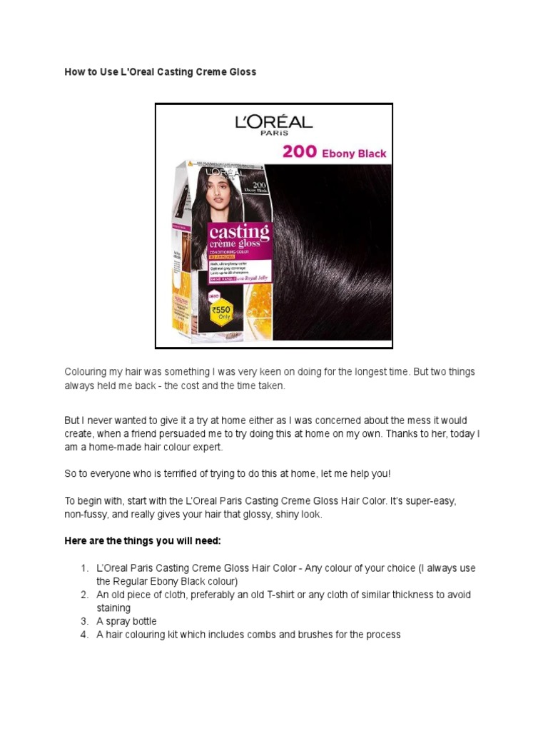 How to Use L'Oreal Casting Creme Gloss PDF Hair Human Appearance