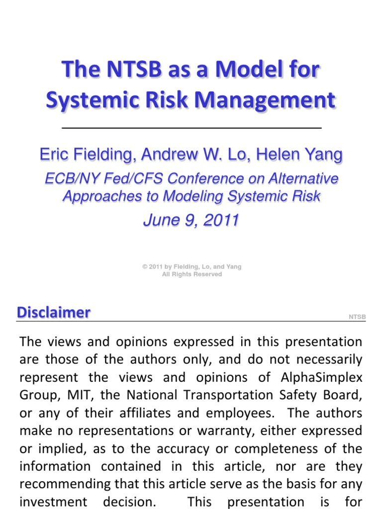 NTSB As A Model For Systemic Risk MGT | PDF | National Transportation ...