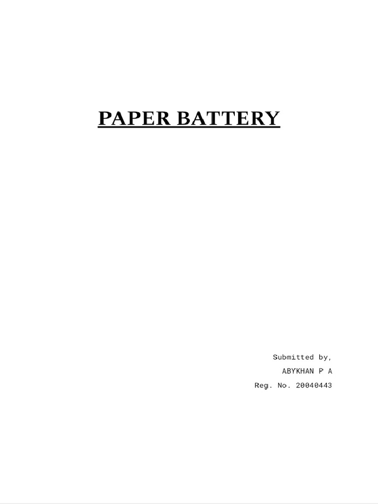 Paper Battery Abykhan PDF