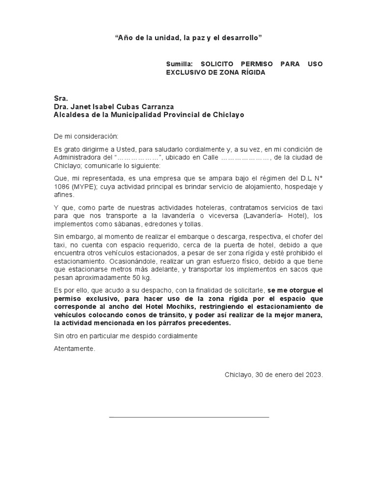 Solicitud de Permiso Zona Rígida | PDF