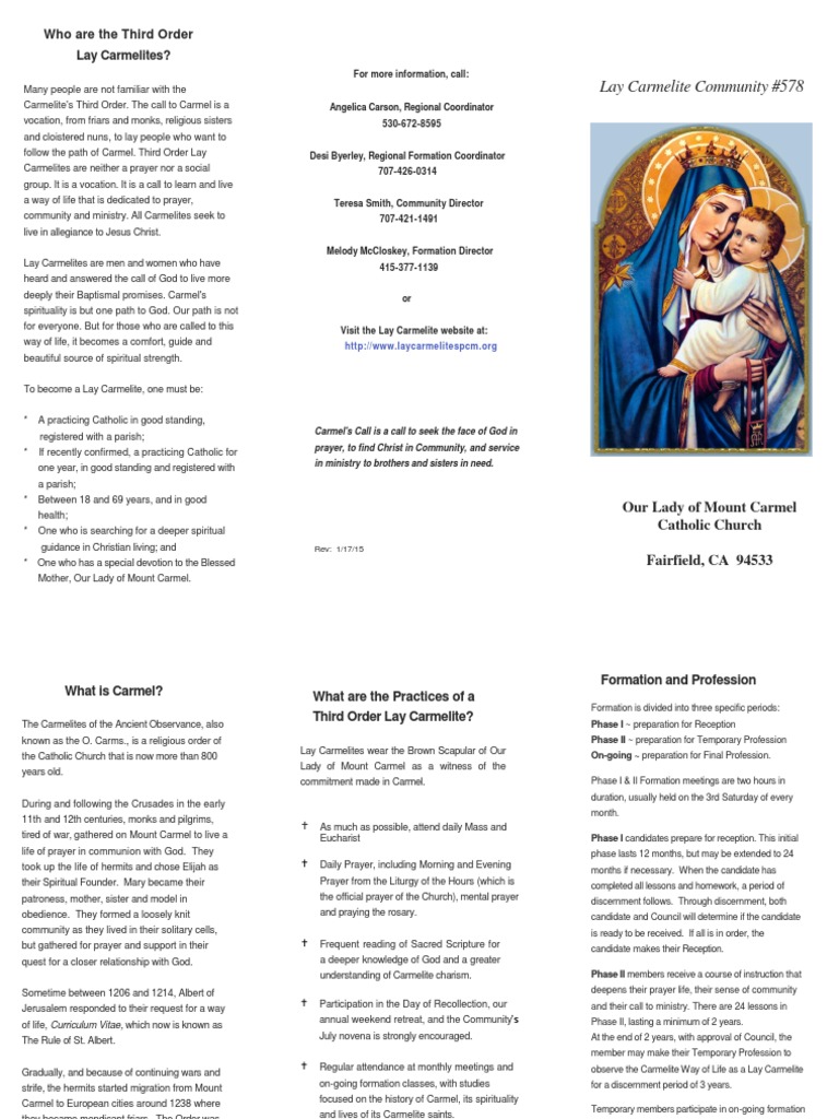 Lay Carmelite Community #578: Who Are The Third Order Lay Carmelites ...