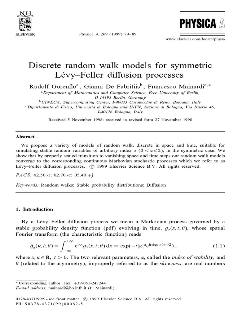 Discrete random walk models for symmetric levy feller diusion processes