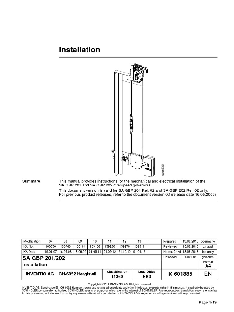 Installation: SA GBP 201/202 | PDF | Screw | Nut (Hardware)
