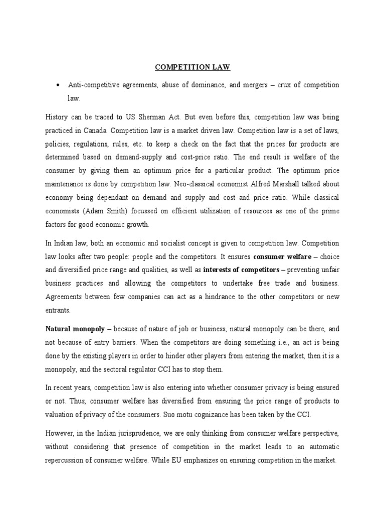 Competition Law Overview and Evolution | PDF | Competition Law | Monopoly