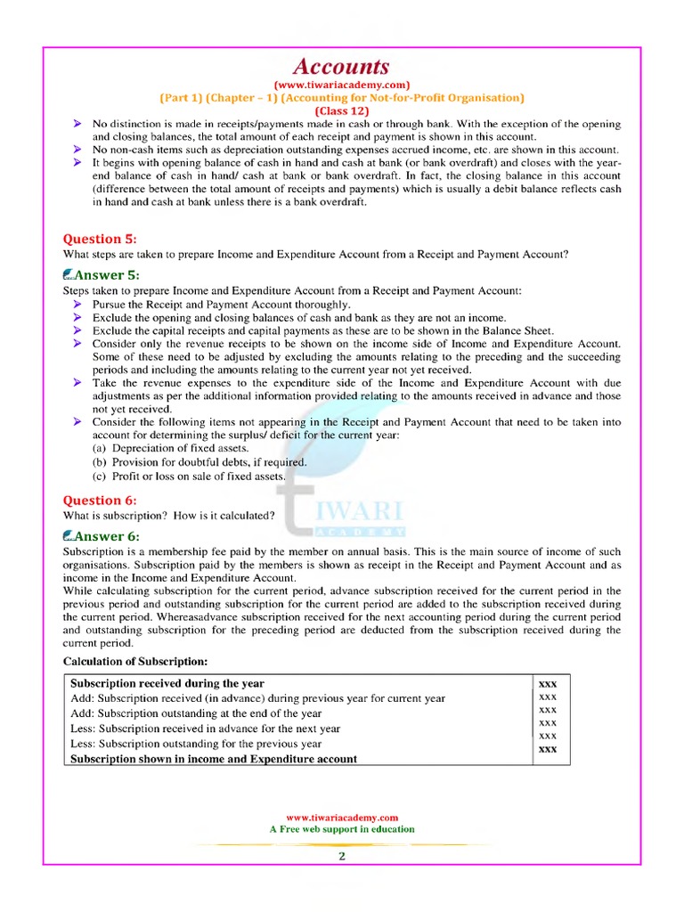 Class 12 Part 1 Chapter-1 Accounting For Not-for-Profit Organisation ...
