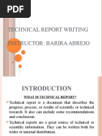 Technical Report Writing Instructor: Barira Abrejo