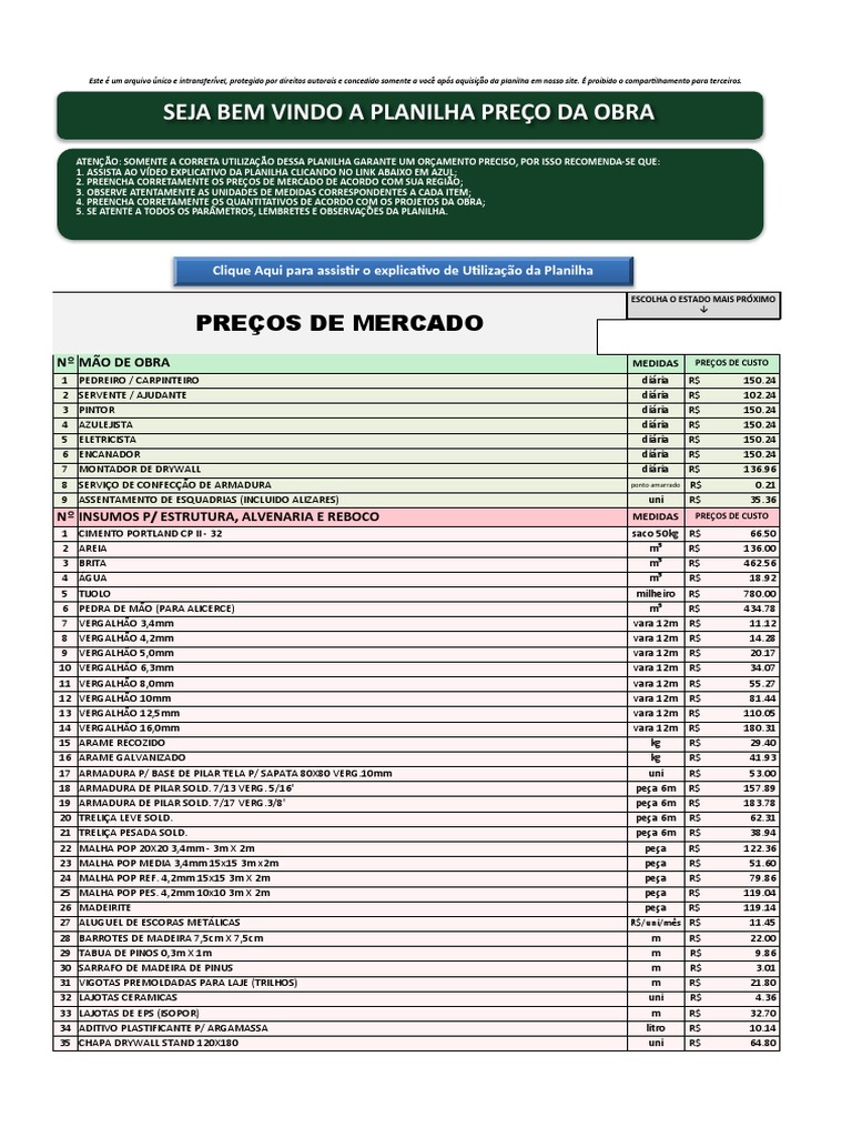 Planilha Preço Da Obra | PDF | Drywall | Concreto, image size:768x1024