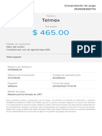 Telmex: Comprobante de Pago #54938390710