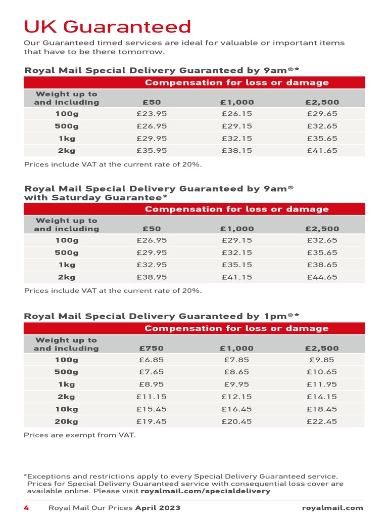 Royal-Mail-Our-Prices-April-2023-Ta 4 | PDF