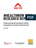 #Healthnow Peer Research Report:: Understanding Homeless Health Inequality in Greater Manchester