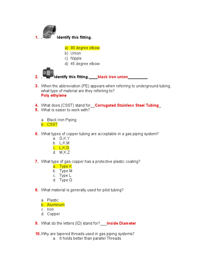 Module 8 Review 1 25 Questions PDF Pipe (Fluid Conveyance) Tools