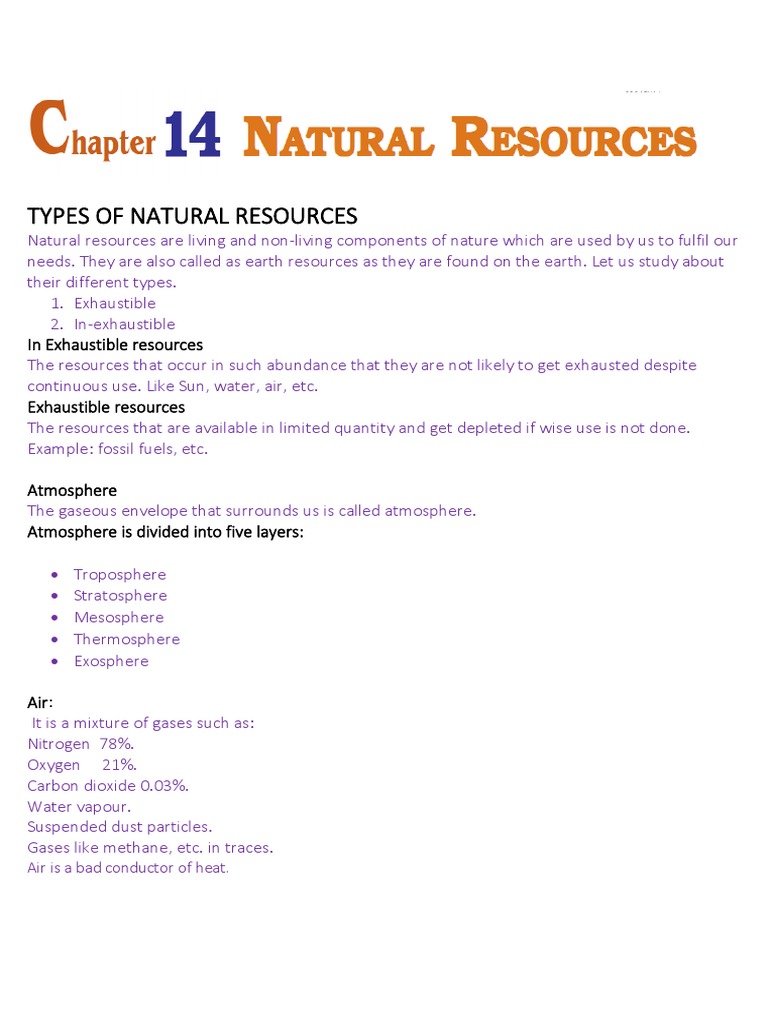 Natural Resources PDF Atmosphere Of Earth Soil