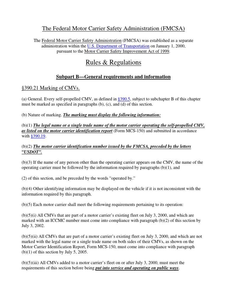 Fmcsa Rules PDF Government Justice