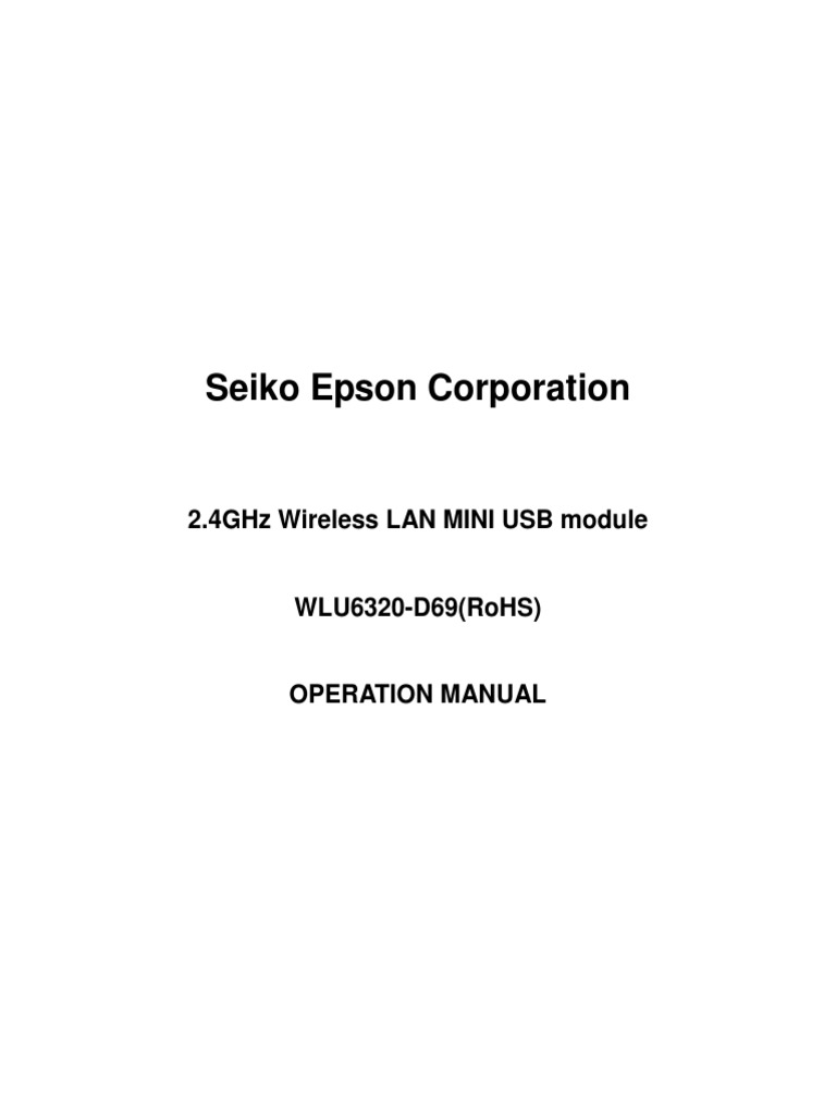 Seiko Epson Corporation: 2.4Ghz Wireless Lan Mini Usb Module | PDF