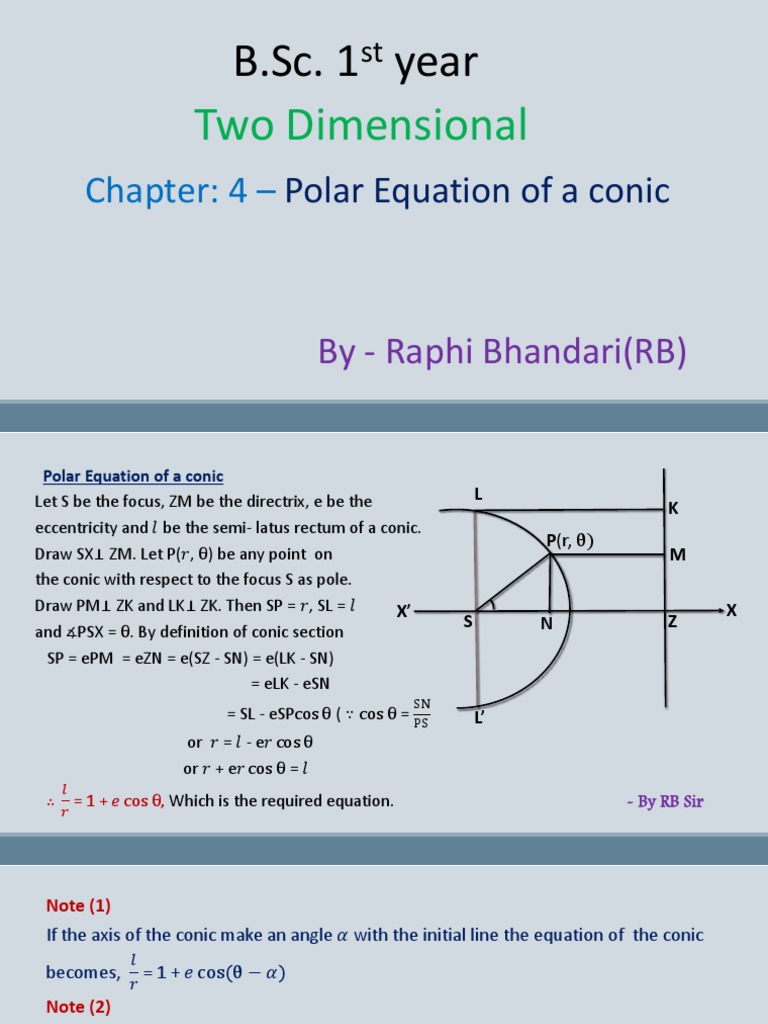 Polar Equation of A Conic 1 | PDF | Ellipse | Algebraic Geometry