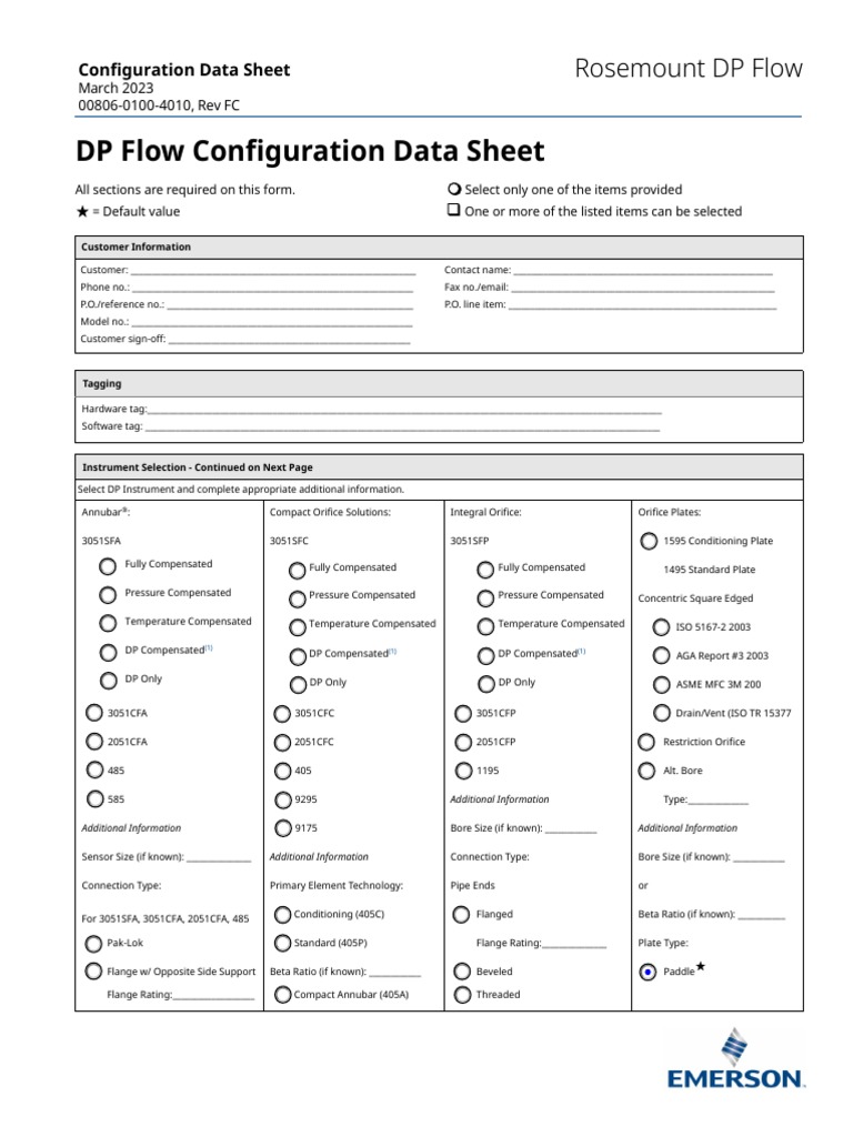 Configuration Data Sheet Rosemount DP Flow en 73936 | PDF | Pressure ...