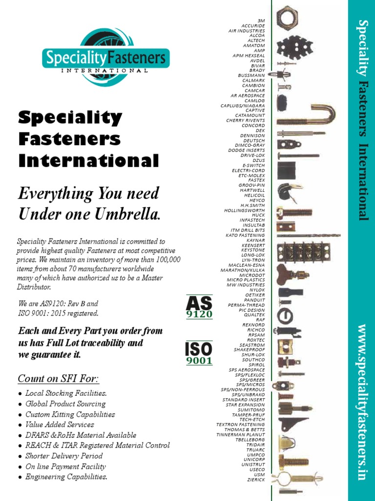 Everything You Need Under One Umbrella. Speciality Fasteners