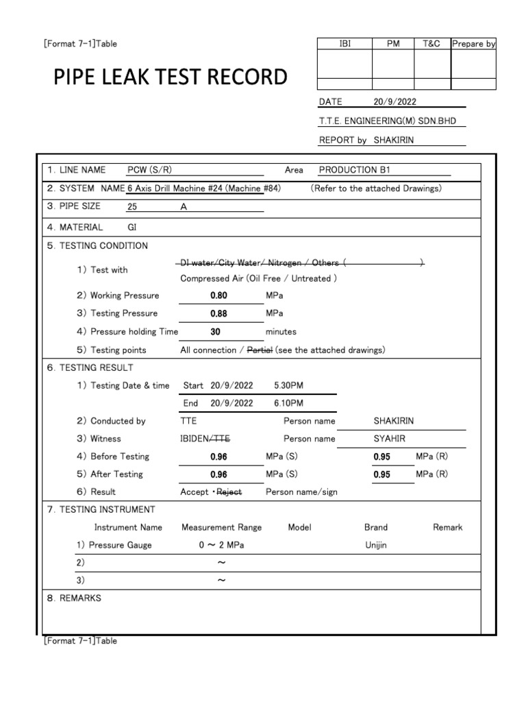 PCW Pressure Test Report Summary | PDF | Civil Engineering | Physical ...