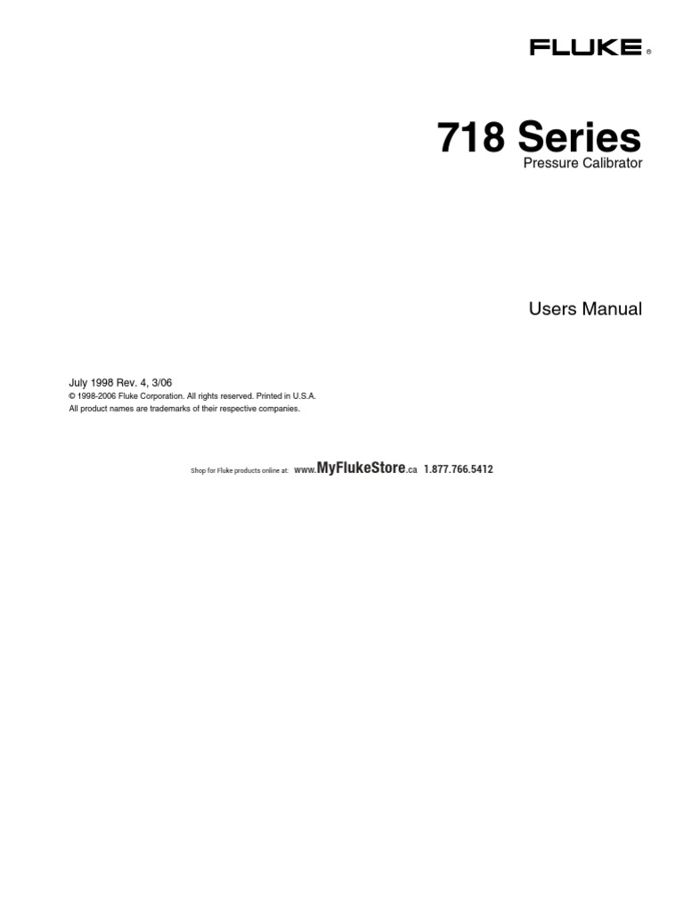 Fluke 718 300g Process Calibrator Manual PDF Switch Pump