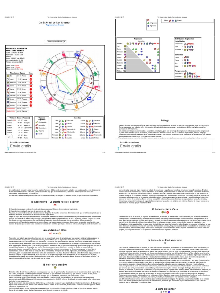 Tu Carta Astral Gratis, Astrologia Los Arcanos | PDF | Luna | Astronomía