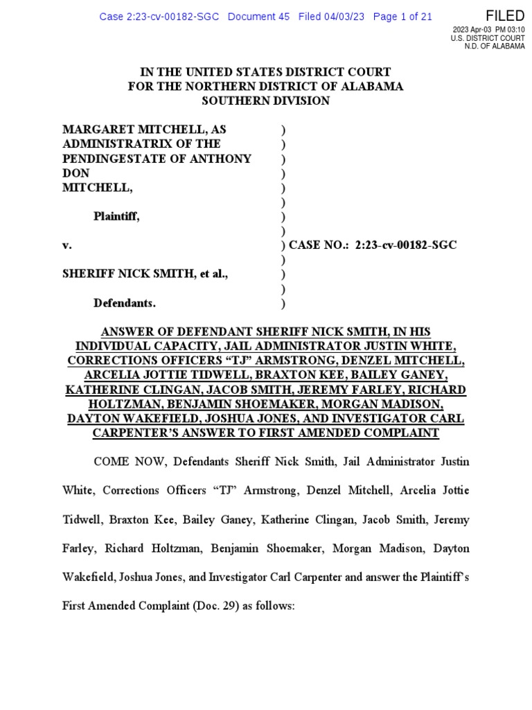 Mitchell Case Doc 4 4 3 2023 | PDF | Damages | Punitive Damages