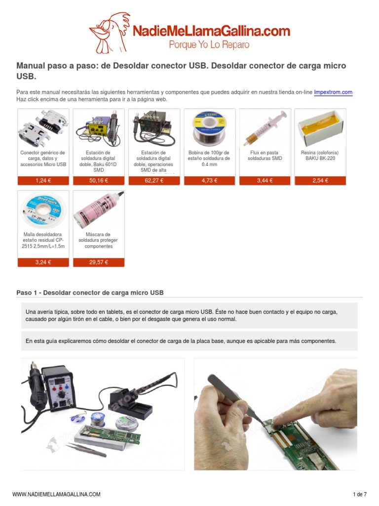 Guía para desoldar conector micro USB | PDF | Sector secundario de la ...