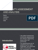 Community Assessment and Analysis: Name Institution Course Date