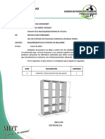 requerimiento de estantes de melamine