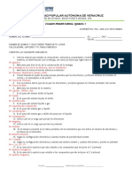 Universidad Popular Autónoma de Veracruz: Examen Primer Parcial Quimica 1