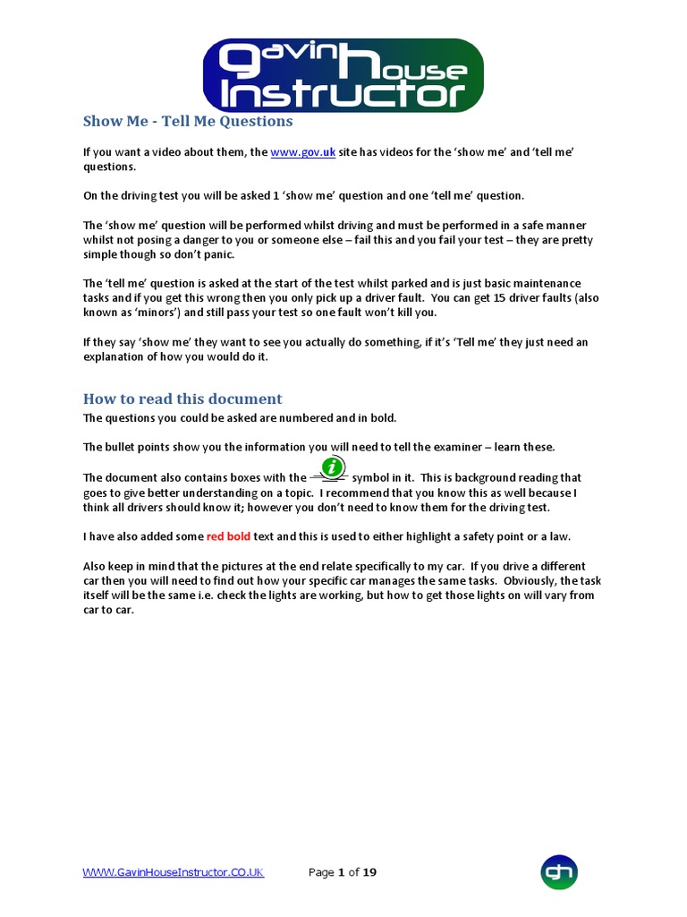 Show me tell me questions www gov uk pdf