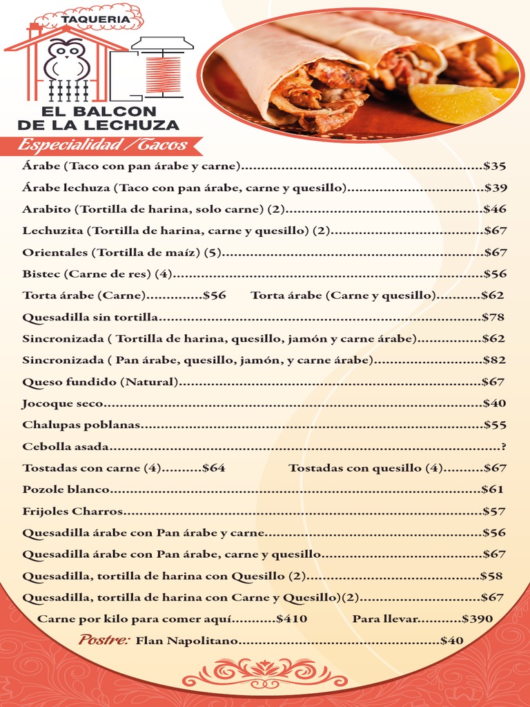 Menú de Comida Árabe y Bebidas | PDF | Cocinando | Comida y bebida