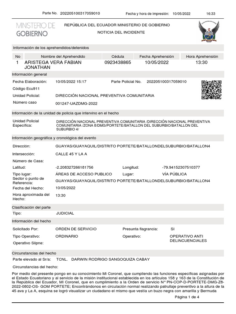 Parte policial pdf ecuador ley p blica