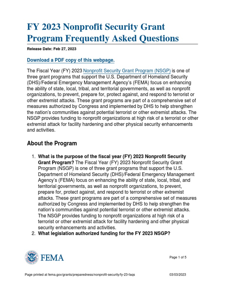 FY+2023+Nonprofit+Security+Grant+Program+Frequently+Asked+Questions