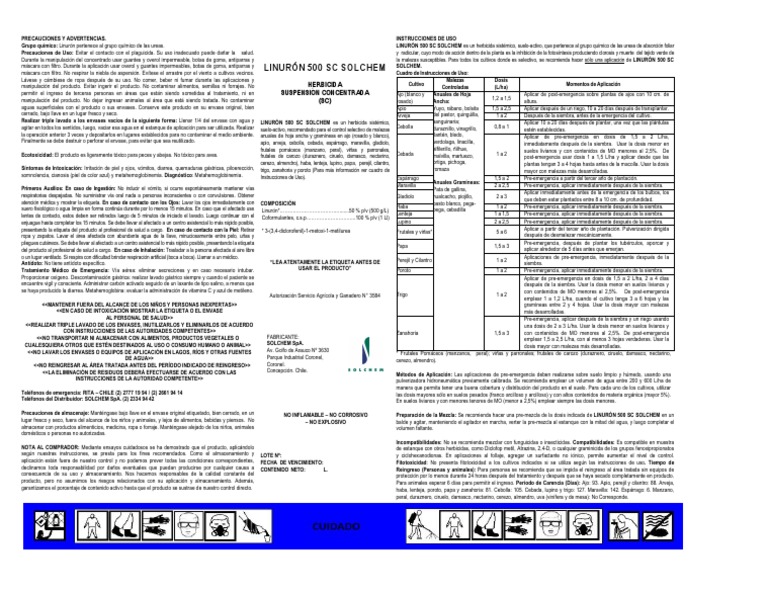 Uso y Precauciones del Linurón 500 SC | PDF | Herbicida | Agricultura