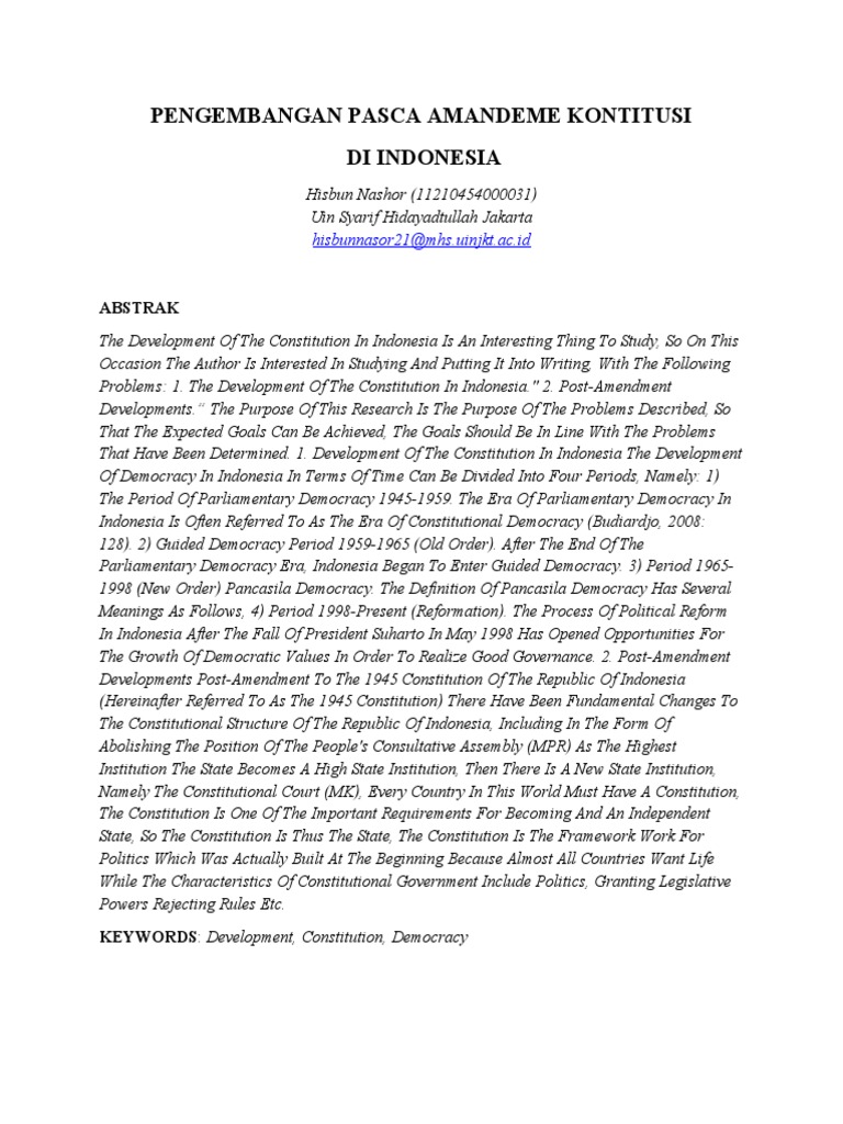 PENGEMBANGAN PASCA AMANDEME KONTITUSI Hisbun Nashor