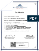 Certificación: Por Cuanto Adrian Jose Garo Segura
