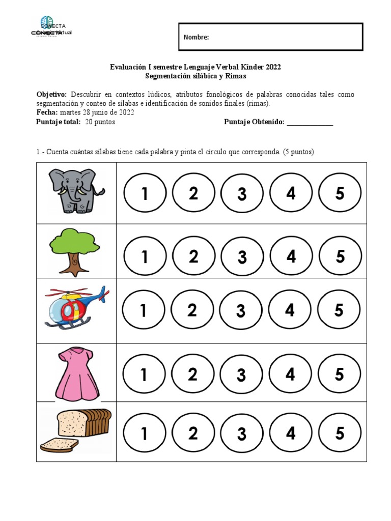 Actividades de Segmentación Silábica para Kínder | PDF | Artes del ...