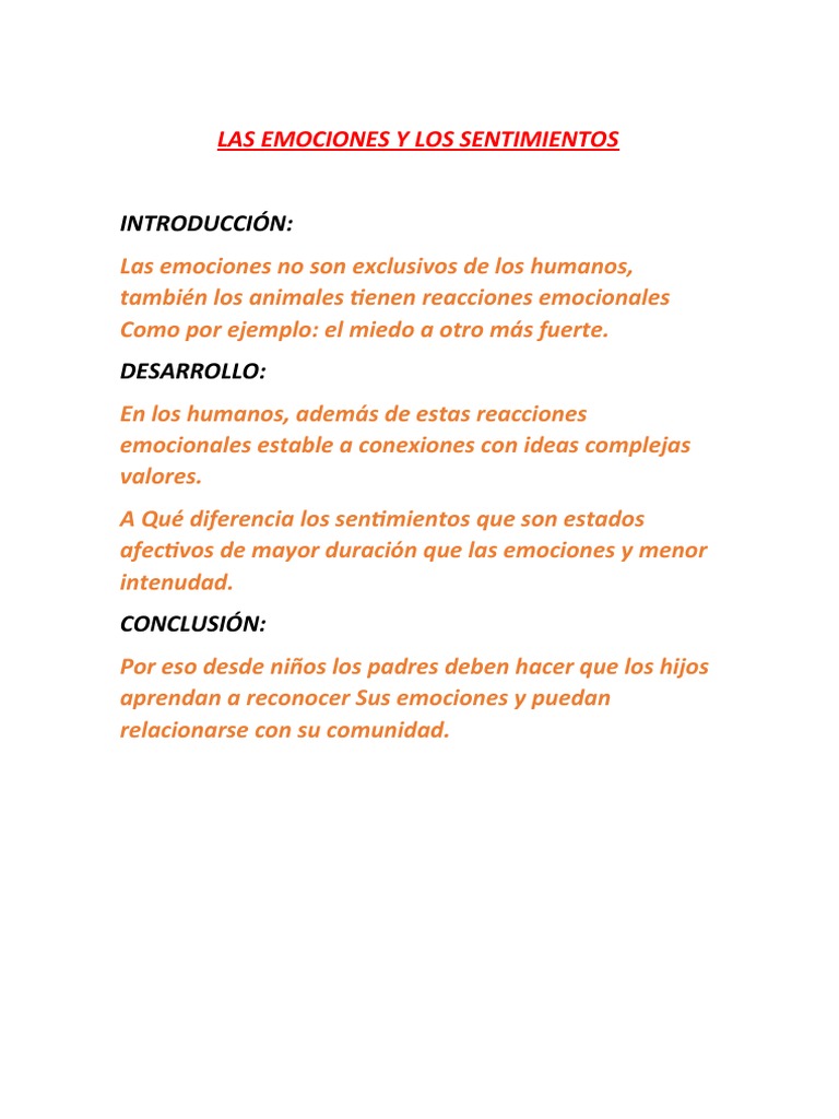 Las Emociones y Los Sentimientos | PDF
