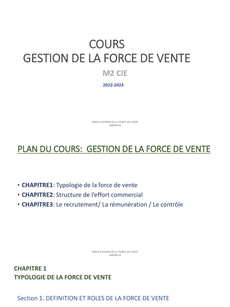 Gestion de la Force de Vente M2 CIE | PDF | Sodles | Business