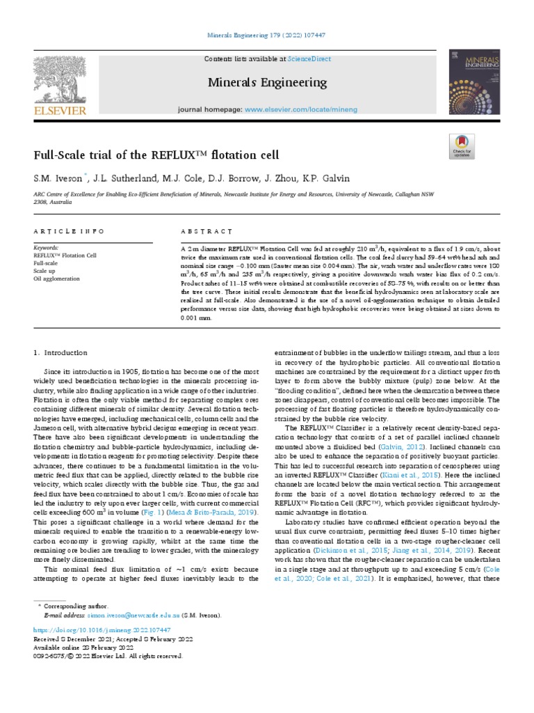 Trial of Reflux Flot Cell Paper | PDF | Water | Applied And ...