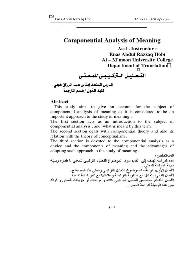 Componential Analysis of Meaning | PDF | Linguistics | Word