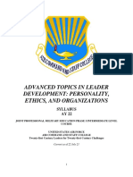 Advanced Topics in Leader Development: Personality, Ethics, and Organizations