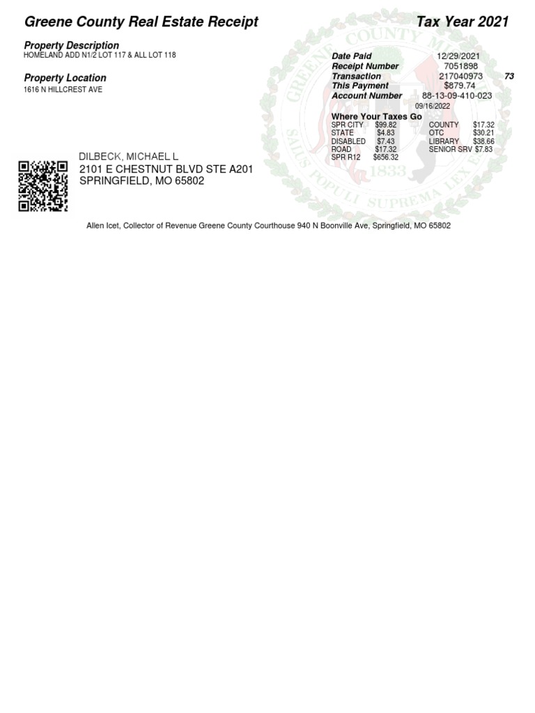 Greene County Real Estate Receipt Tax Year 2021 PDF